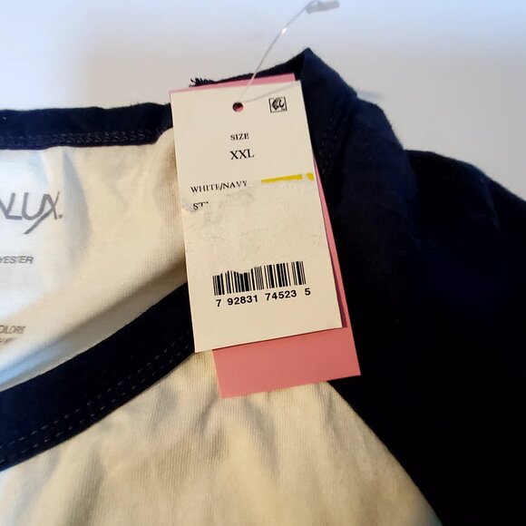 Modernlux Raglan Tee XXL White/Navy Star Print Crew neckline Cotton/Polyester - Picture 4 of 7